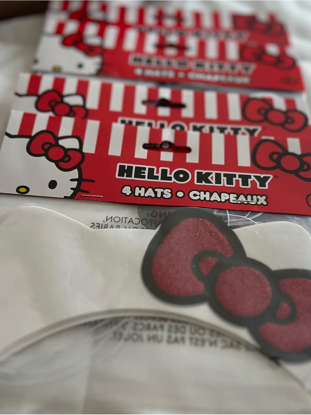 Hello Kitty Red and White Party Hats - Hello Kitty Bow Design